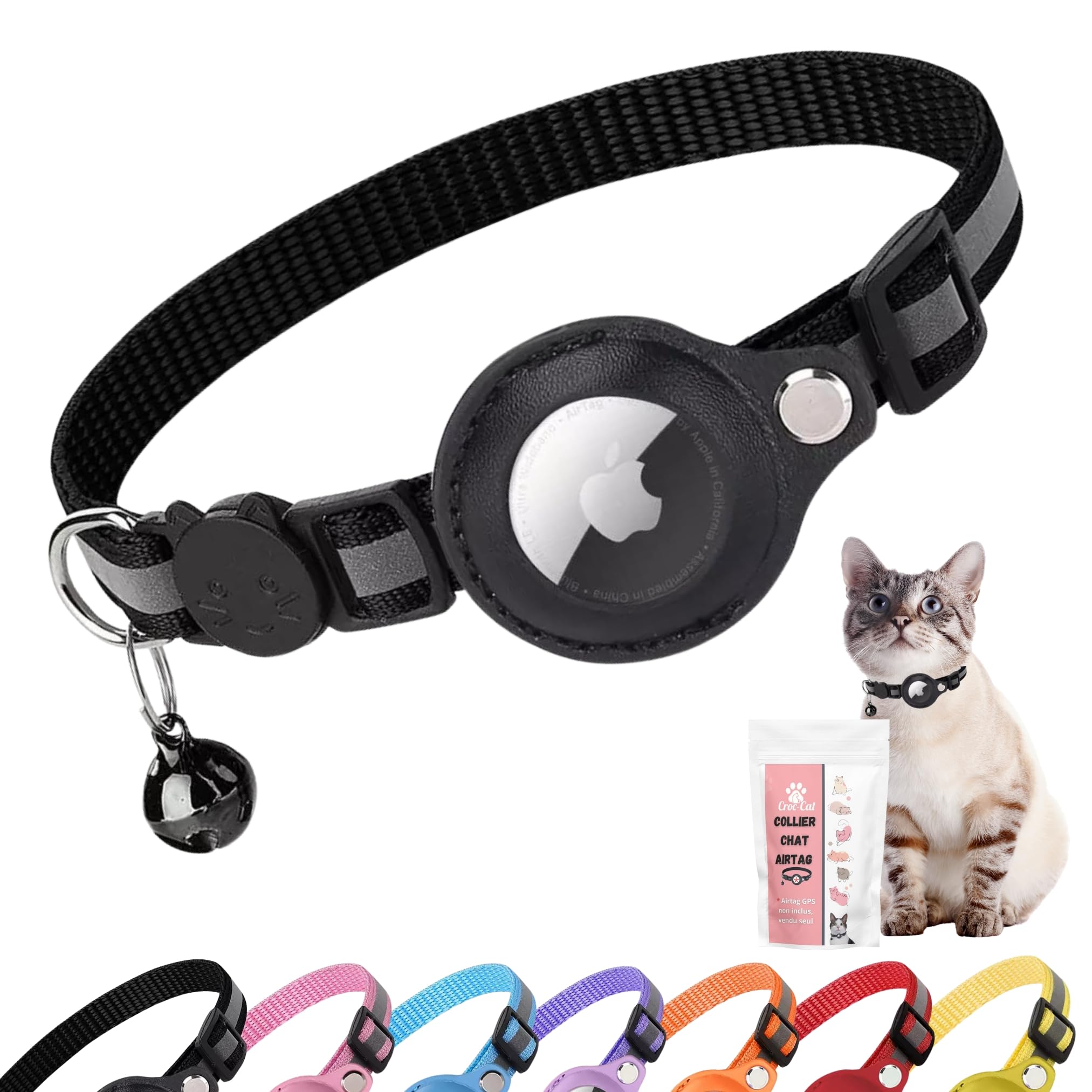 Apple AirTag avec étui pour collier de chat
