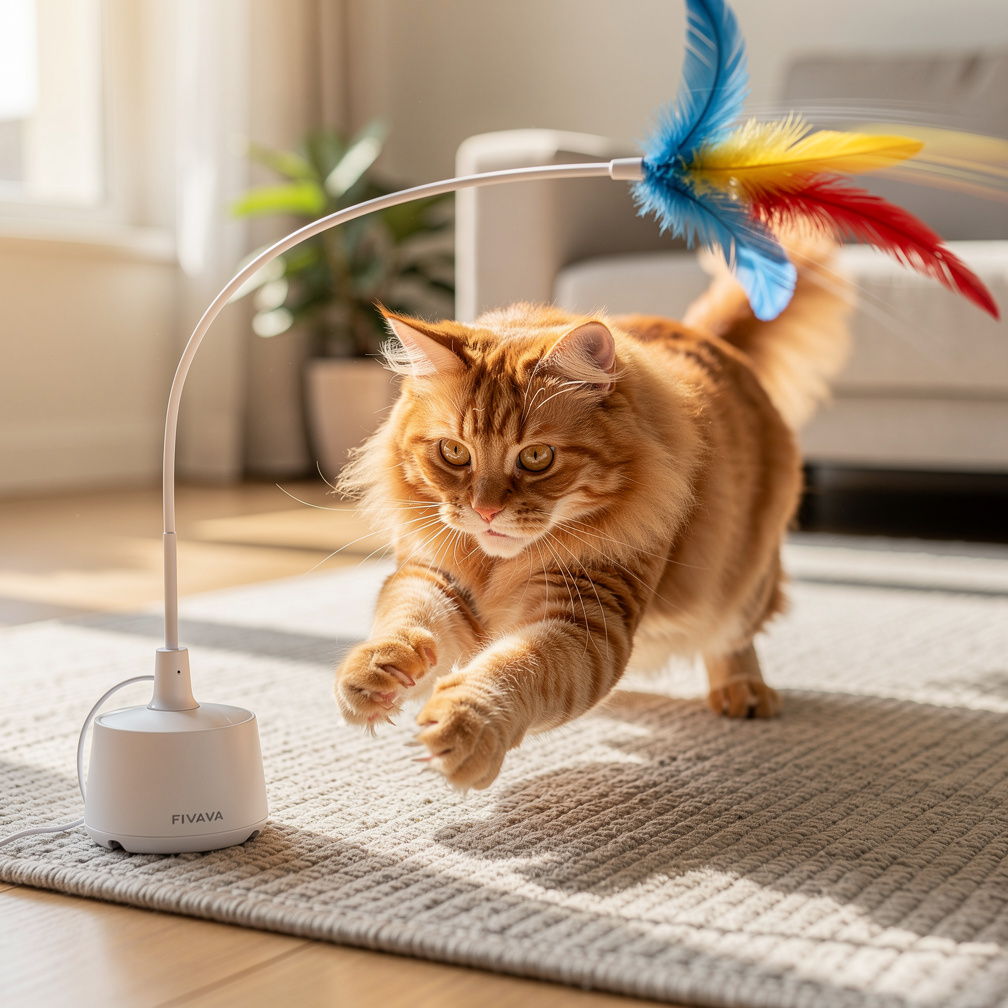 Fivava jouet chat plumes interactif