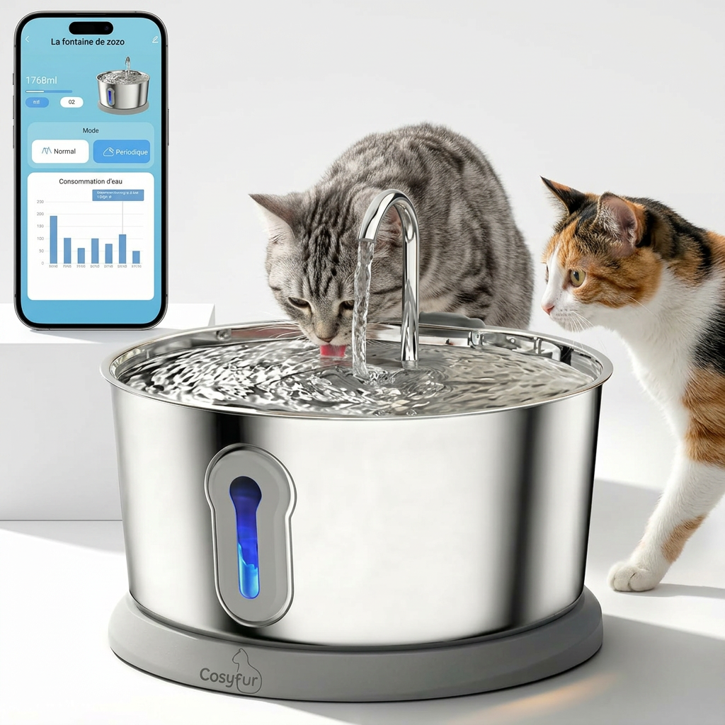 COSYFUR fontaine à eau connectée Wi-Fi 4L pour chat