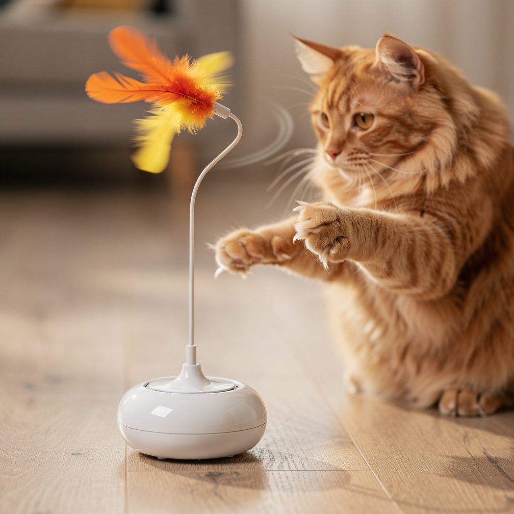 MigiPaws jouet chat ventouse plumes automatique
